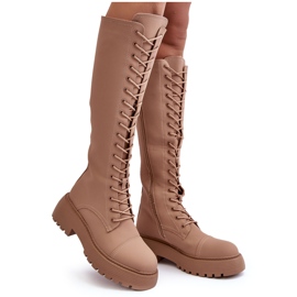 PS1 Šněrovací, teplé kozačky nad kolena, tmavě béžové, Bergdis béžový PS1 Šněrovací, teplé kozačky nad kolena, tmavě béžové, Bergdis béžový