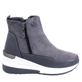 Jordans Grey kotníkové boty na klínku šedá Jordans Grey kotníkové boty na klínku šedá