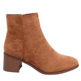 Klasické kotníkové boty Annie Camel na vysokém podpatku hnědý