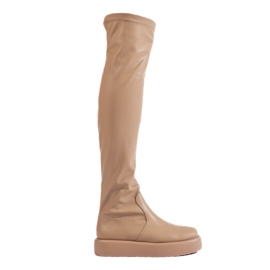 Béžové kozačky nad kolena na platformě Shelovet béžový