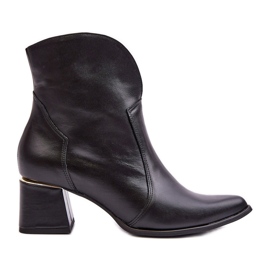 Lewski Shoes Dámské kožené kovbojské boty na vysokém podpatku černé Lewski 3166/B/2 černý
