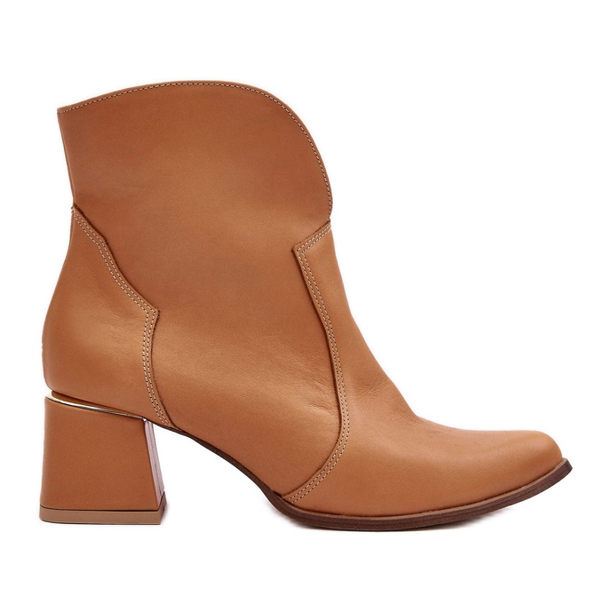 Lewski Shoes Dámské kožené kovbojské boty na vysokém podpatku Camel Lewski 3166/B/2 hnědý