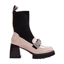 Dámské kozačky s ponožkou na vysokém podpatku Béžová S.Barski MR870-41 béžový