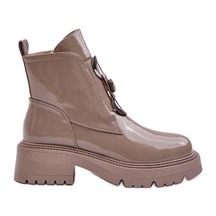 Patentované dámské kozačky s ozdobou Béžová S.Barski MR870-53 béžový