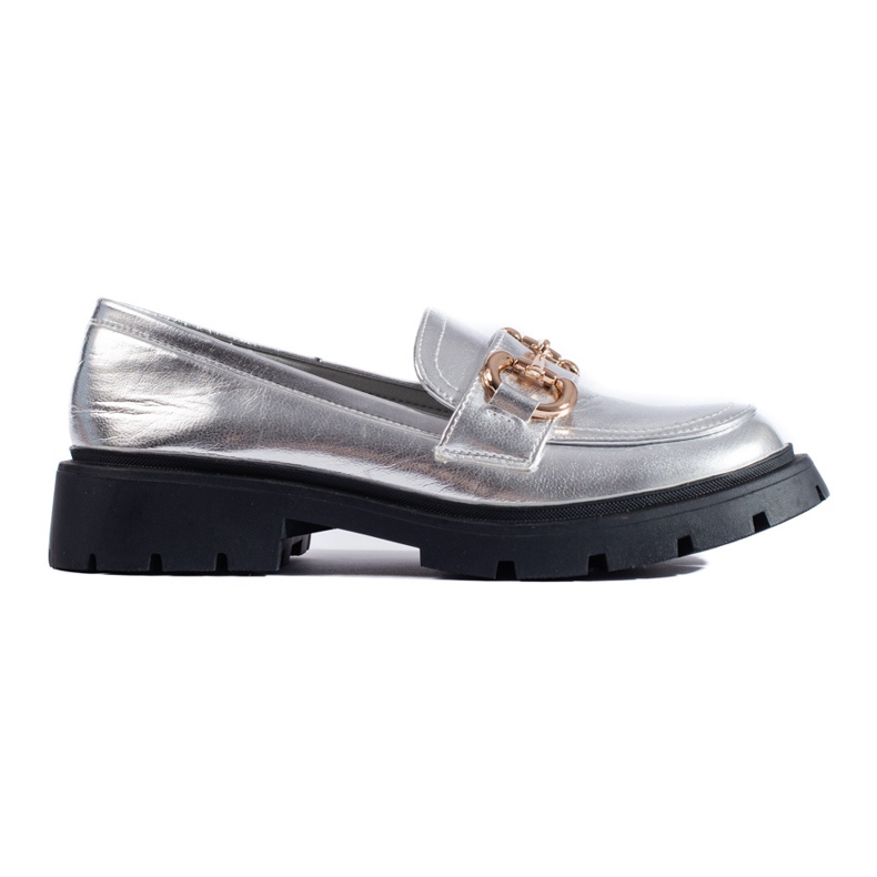 Stříbrné mokasíny Shelovet se silnou podrážkou stříbrný