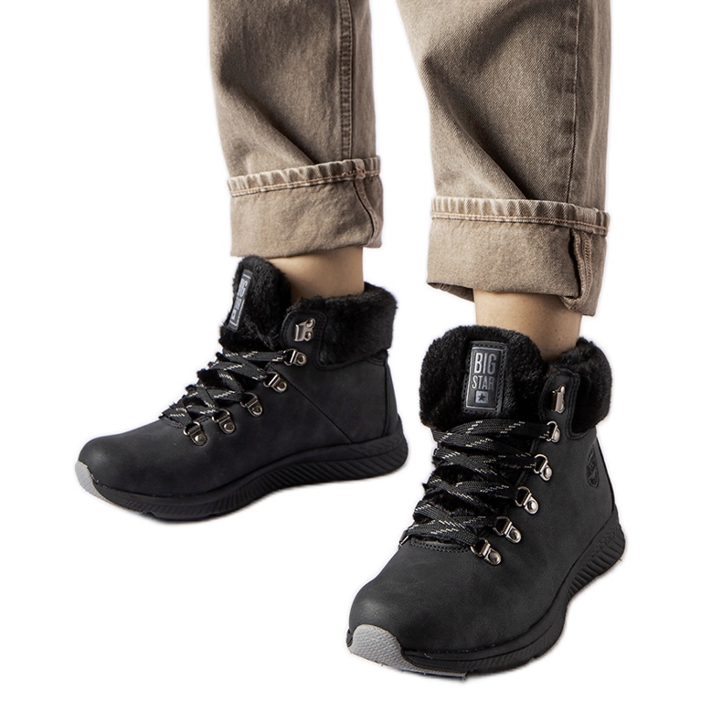 Černé zateplené holínky Big Star MM274488 černá