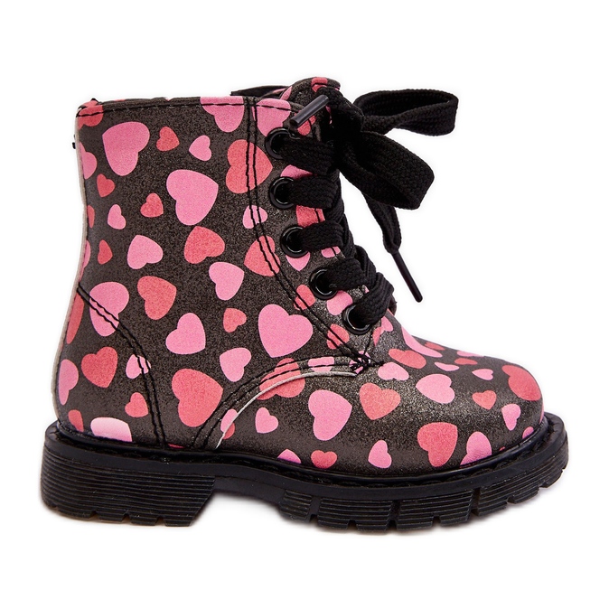 Zateplené dětské kotníkové boty na zip, černo-růžová Dolida černá