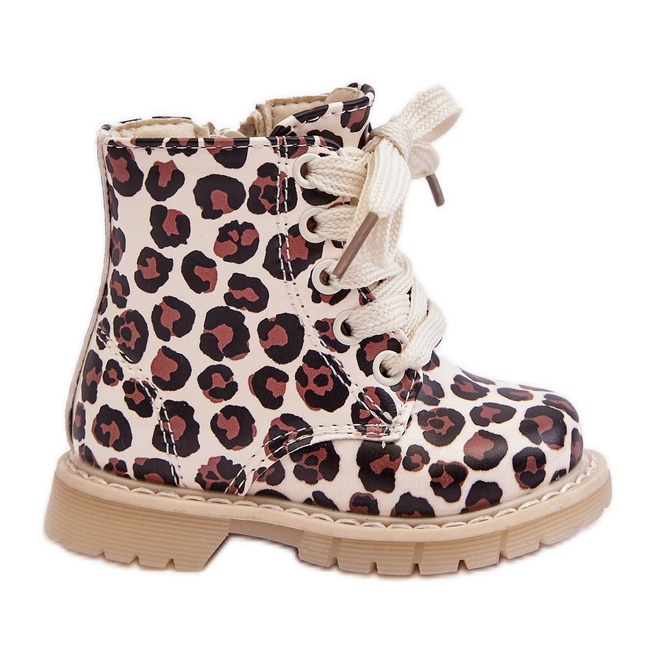 Zateplené dětské kotníkové boty na zip, Béžová a hnědá Dolida béžový Zateplené dětské kotníkové boty na zip, Béžová a hnědá Dolida béžový