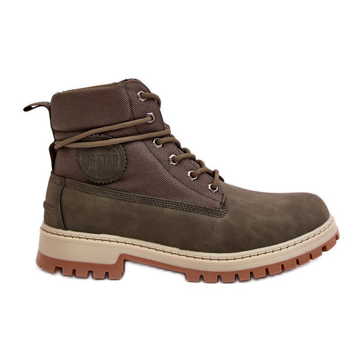 Pánské Trapper Boots Memory Foam Khaki Big Star KK174205 zelená Pánské Trapper Boots Memory Foam Khaki Big Star KK174205 zelená