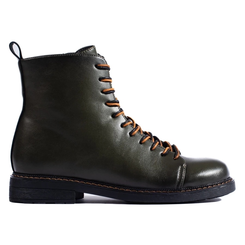 Tmavě zelené dámské šněrovací kozačky Vinceza zelená