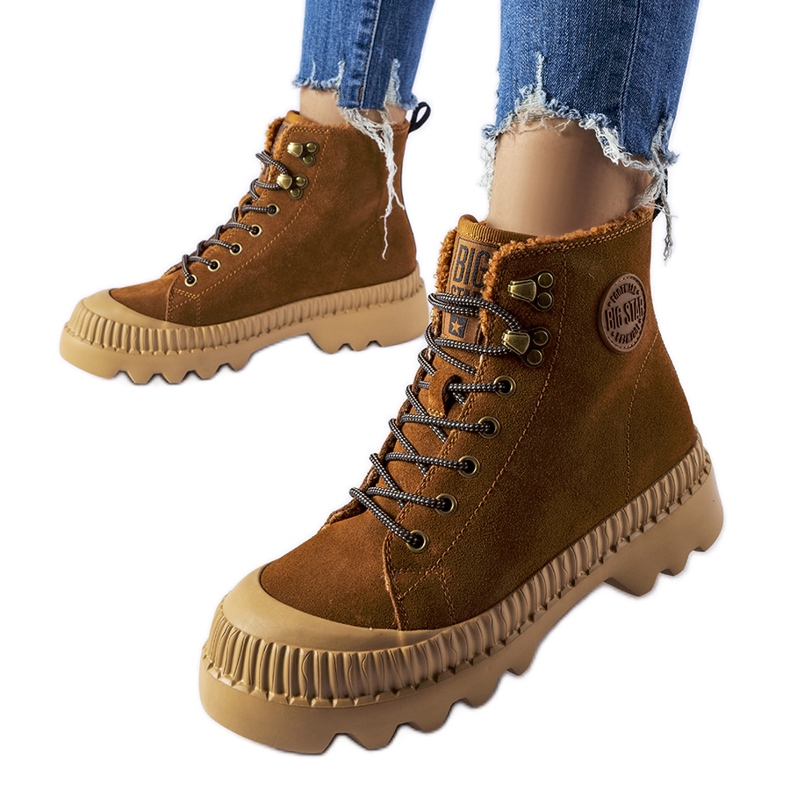 Hnědé kožené dělníky Big Star KK274520 hnědý