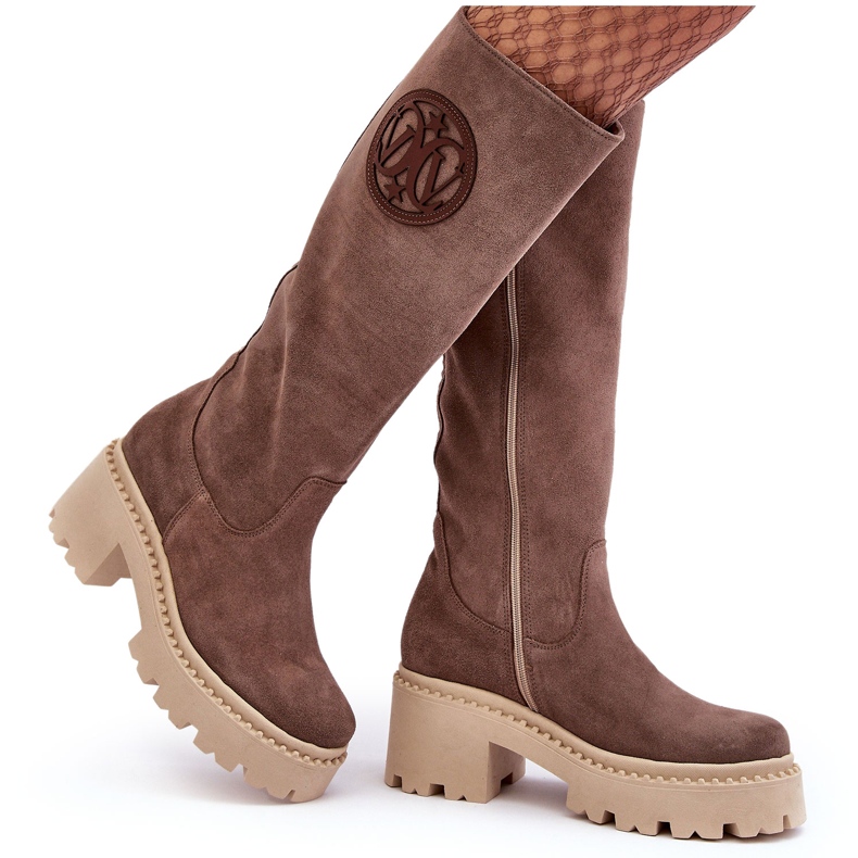 Lewski Shoes Dámské semišové kozačky nad kolena Brown Lewski 3367 hnědý