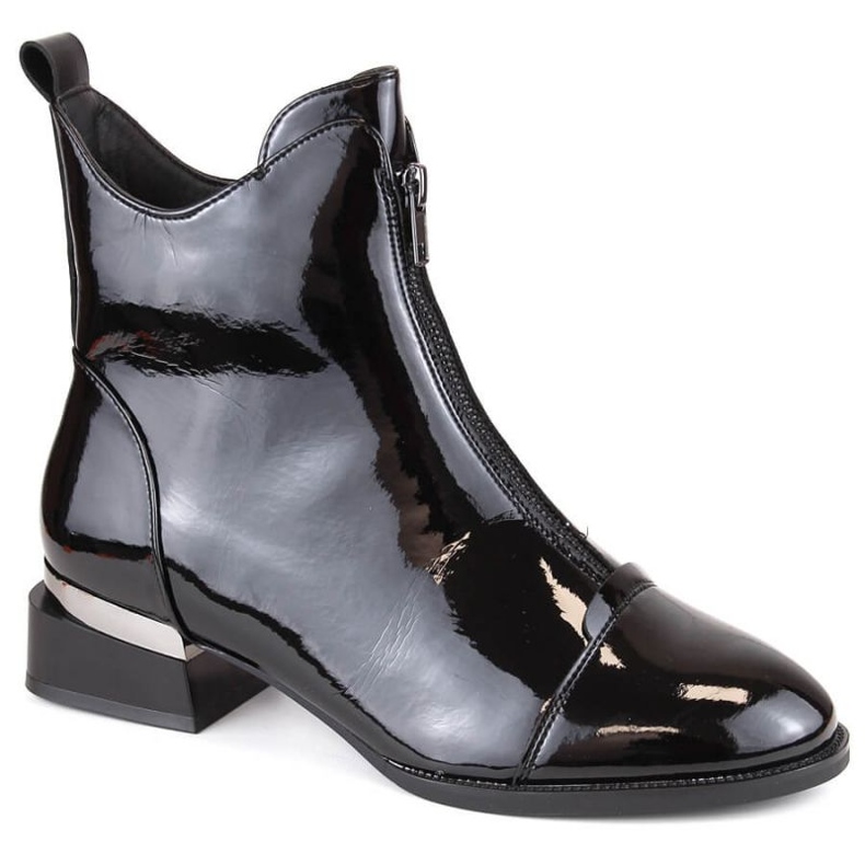 Vinceza W JAN260 černé patentované zateplené kozačky na zip černá