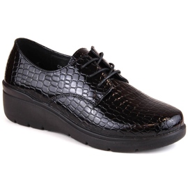 Dámské patentované boty Croco oxford s klínkem T.Sokolski 328 černý