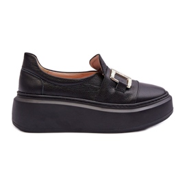 Lewski Shoes Dámské kožené boty na platformě Černá Lewski 3398/2 černý