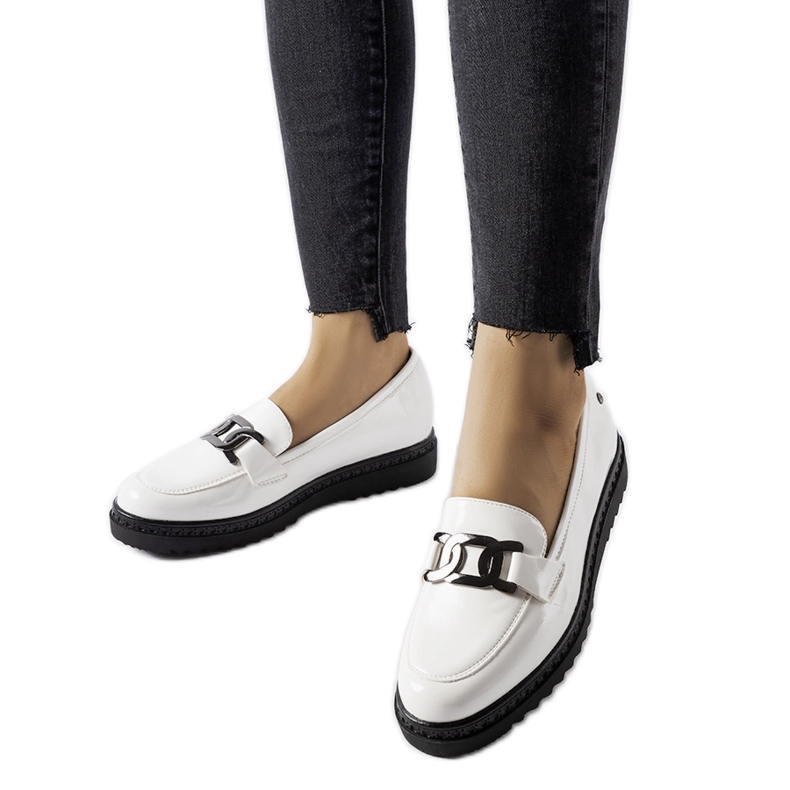 Inna Bílé lakované mokasíny na klínku Vinceza bílý