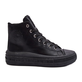 Dámské zateplené tenisky na zip Black Big Star MM274023 černý