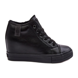 Dámské kožené tenisky na klínku Big Star MM274001 Black černá