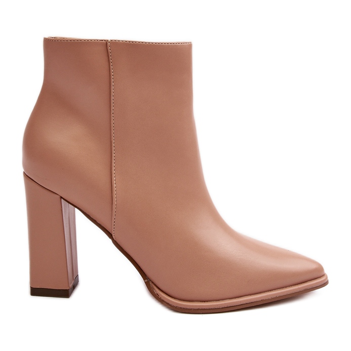 Béžové dámské kožené kotníkové boty Saitana na vysokém podpatku béžový Béžové dámské kožené kotníkové boty Saitana na vysokém podpatku béžový