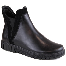 Dámské kožené, nazouvací, zateplené boty Chelsea, černé Filippo DBT4703 černá