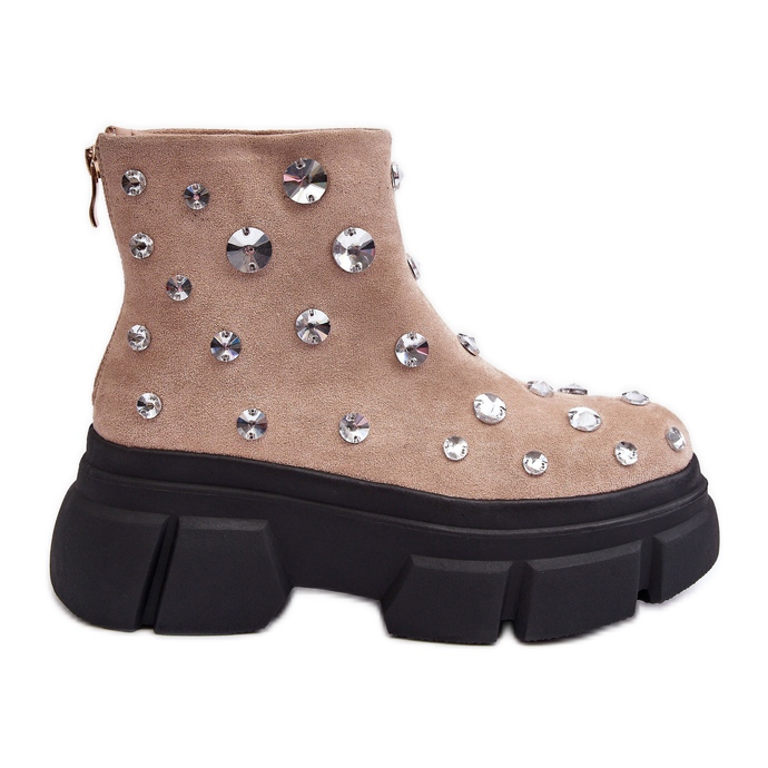 S.Barski Semišové zateplené boty s krystaly D&A MR870-83 béžová béžový S.Barski Semišové zateplené boty s krystaly D&A MR870-83 béžová béžový