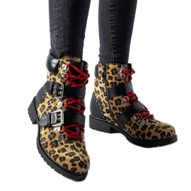 Černo-béžové kotníkové boty s leopardím vzorem Baltimore béžový