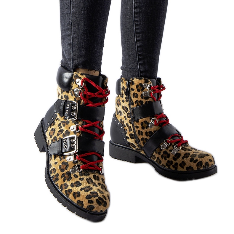 Černo-béžové kotníkové boty s leopardím vzorem Baltimore béžový