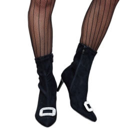 Černé kotníkové boty zdobené zirkony Agatino černá Černé kotníkové boty zdobené zirkony Agatino černá