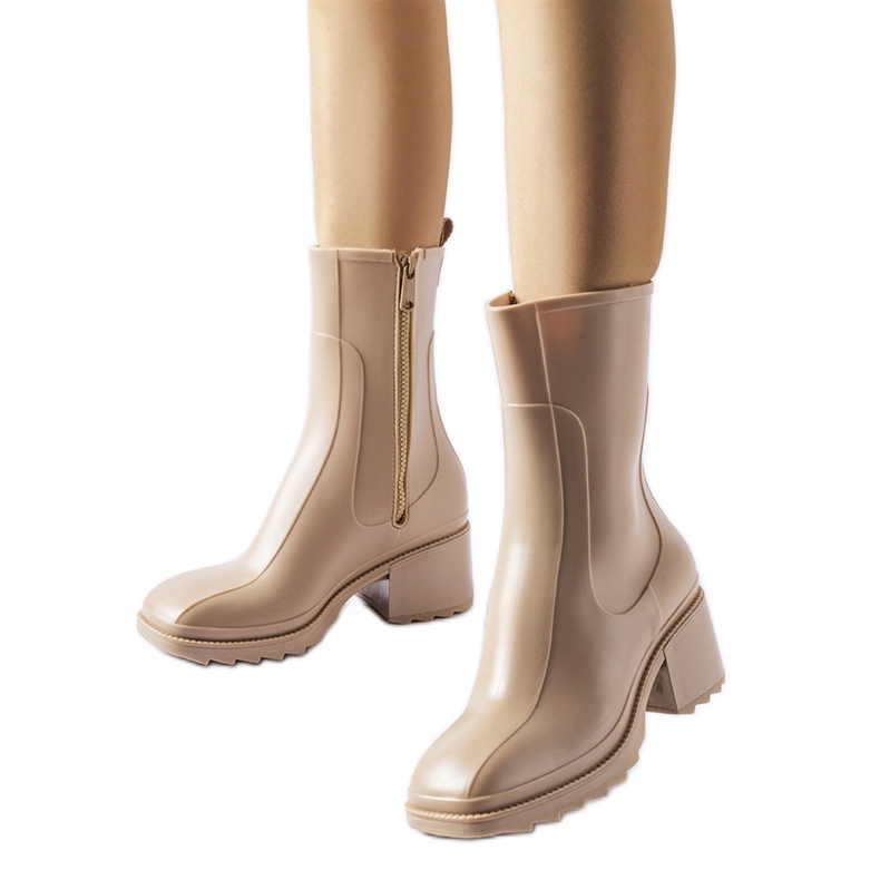 Béžové holínky Wellington na zip s blokem Maggiore béžový