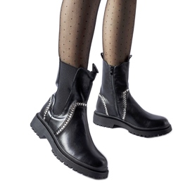 Černé kotníkové boty zdobené zirkony Anastasio černá Černé kotníkové boty zdobené zirkony Anastasio černá