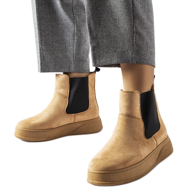 Tmavě béžové kotníkové boty na platformě Benilde béžový