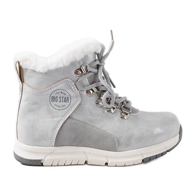 Šedé teplé dětské boty Big Star KK374178 stříbrný