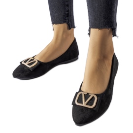 Černé balerínky s ozdobnou Secondo sponou černý