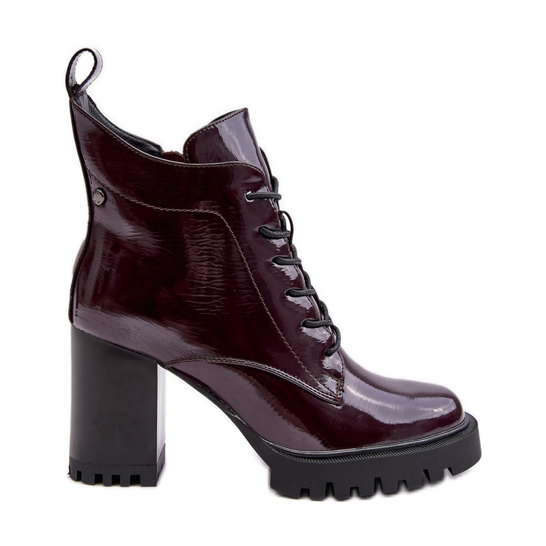 S.Barski Patentované kotníkové boty, zateplené burgundské D&amp;A MR870-54 červené