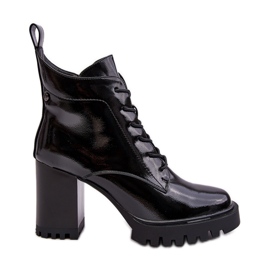 S.Barski Patentované zateplené boty na vysokém podpatku černé D&amp;A MR870-54 černá