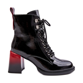 S.Barski Lakované kotníkové boty D&amp;A MR870-06 Black černý
