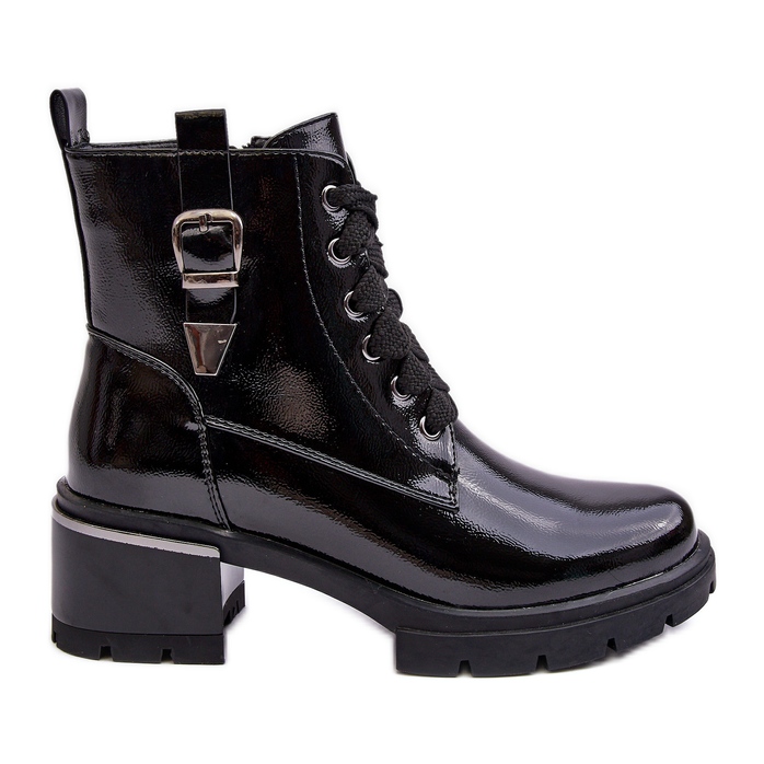 S.Barski Dámské lakované kozačky D&amp;A MR870-97 Black černá