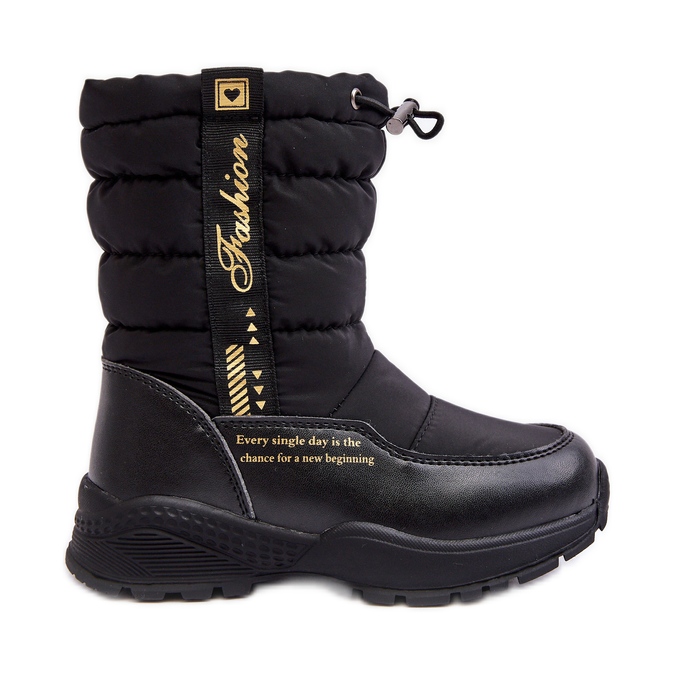 Dětské sněhule izolované vlnou se zipem Black Delhi černá