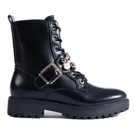 Černé dámské baggy s perlami Shelovet černá