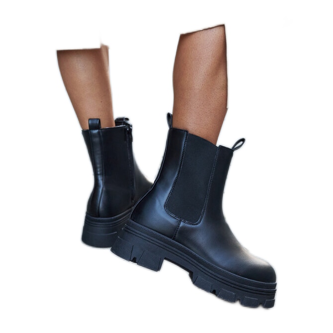 Černé kotníkové boty na platformě Placido černá Černé kotníkové boty na platformě Placido černá