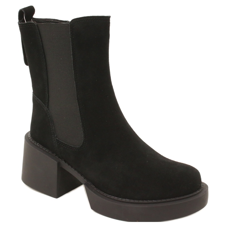 Filippo Kožené semišové kozačky na vysokém podpatku, černé černá