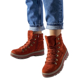 Červené zateplené trekové boty Mazara hnědý Červené zateplené trekové boty Mazara hnědý