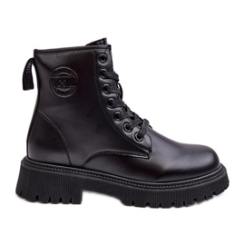 Kožené šněrovací kotníkové boty Black Big Star MM274375 černý