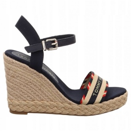 Tommy Hilfiger Corporate Webbing Sandály na vysokém klínu W FW0FW06295 modrý Tommy Hilfiger Corporate Webbing Sandály na vysokém klínu W FW0FW06295 modrý