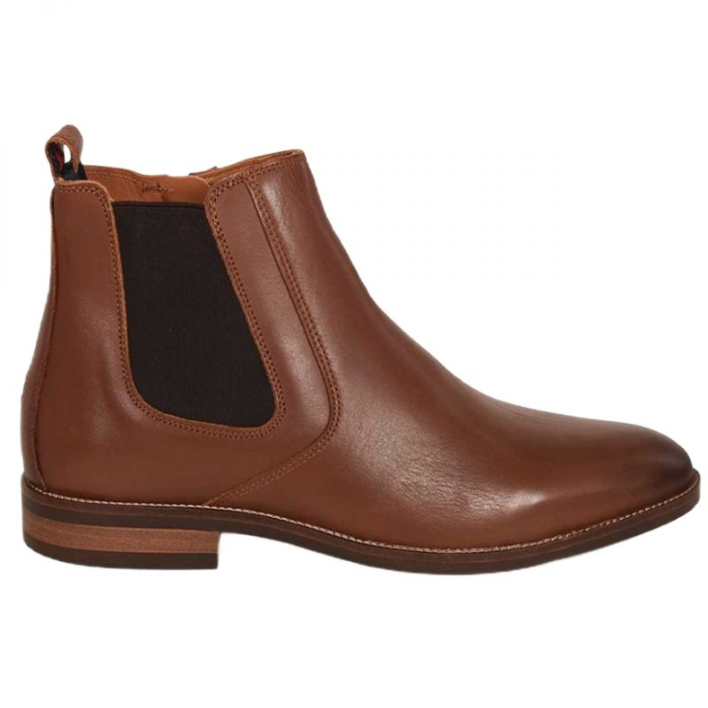 Tommy Hilfiger Essential Hilfiger Lth Chelsea M boty FM0FM04182 hnědý