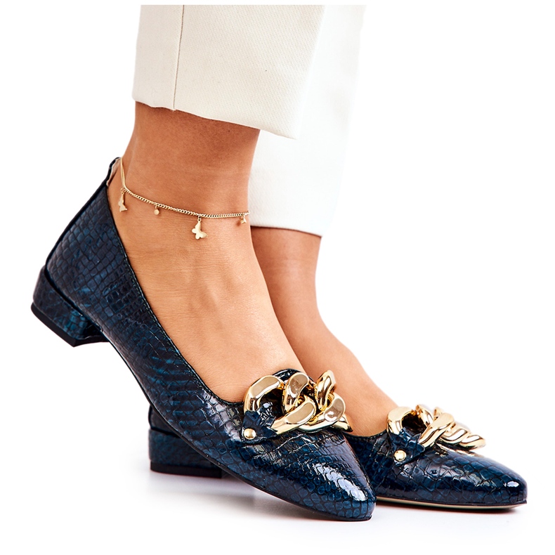 Alberto Violli Kožené Balerínky lakované s řetízkem, zelené zelená