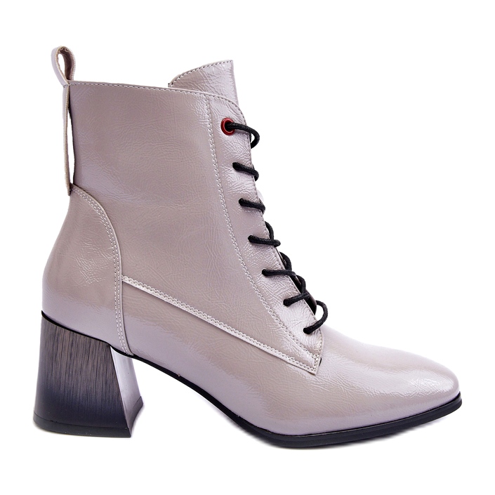 Vinceza Šedé lakované kotníkové boty šedá