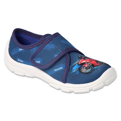 Befado dětské pantofle 974Y533 modré s motorkou modrý