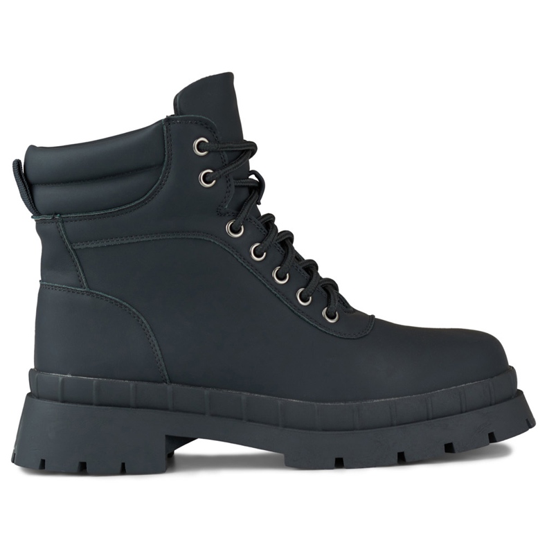 Černé dámské kozačky na šněrování černá