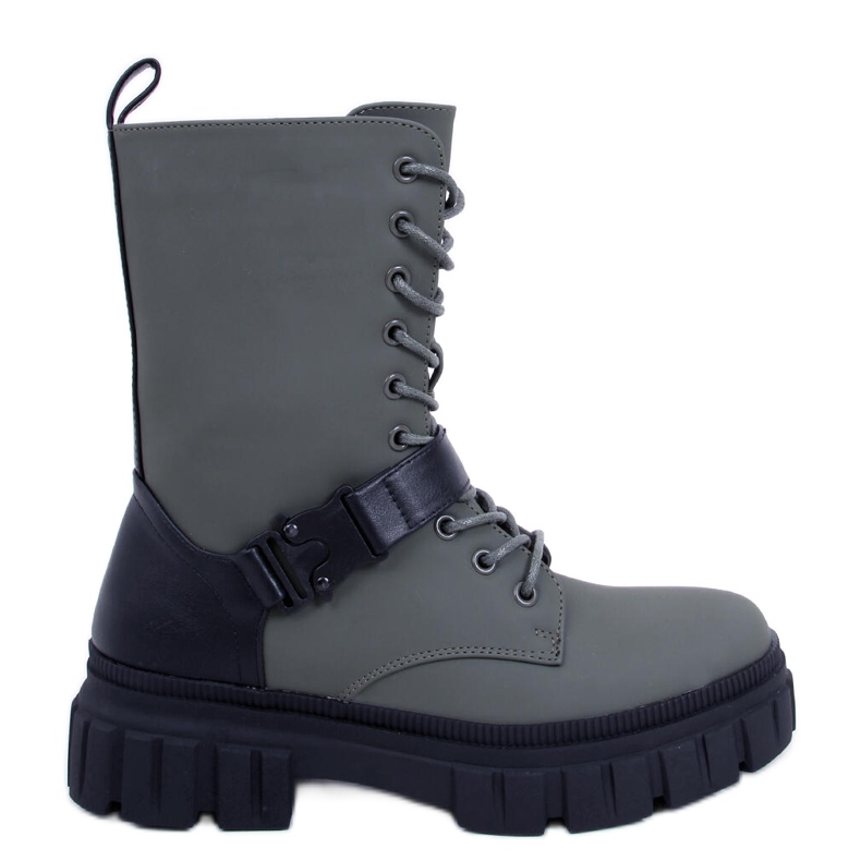 Ploché šněrovací kozačky Kieran Green zelená Ploché šněrovací kozačky Kieran Green zelená